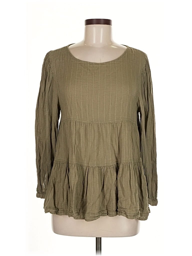 Pre-owned American Eagle Outfitters Long Sleeve Blouse In Green