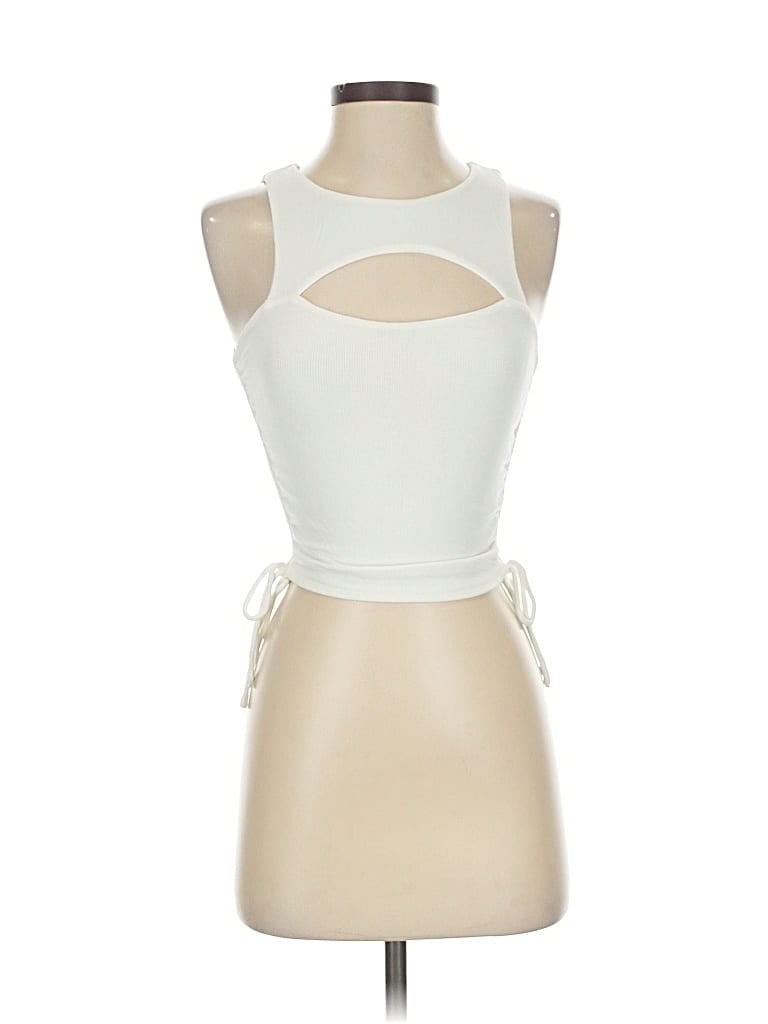 Pre-owned Princess Polly Tank Top Ivory Halter Neckline Tops In White