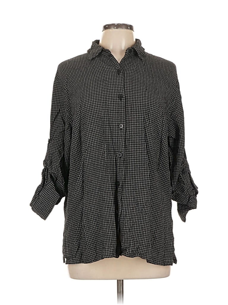 Pre-owned Jones New York Sport 3/4 Sleeve Button Down Shirt In Gray