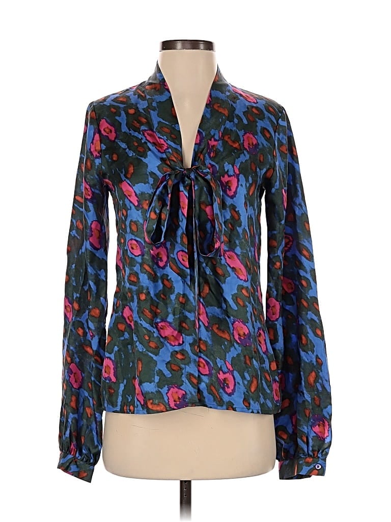 Pre-owned Rachel Zoe Long Sleeve Blouse In Blue