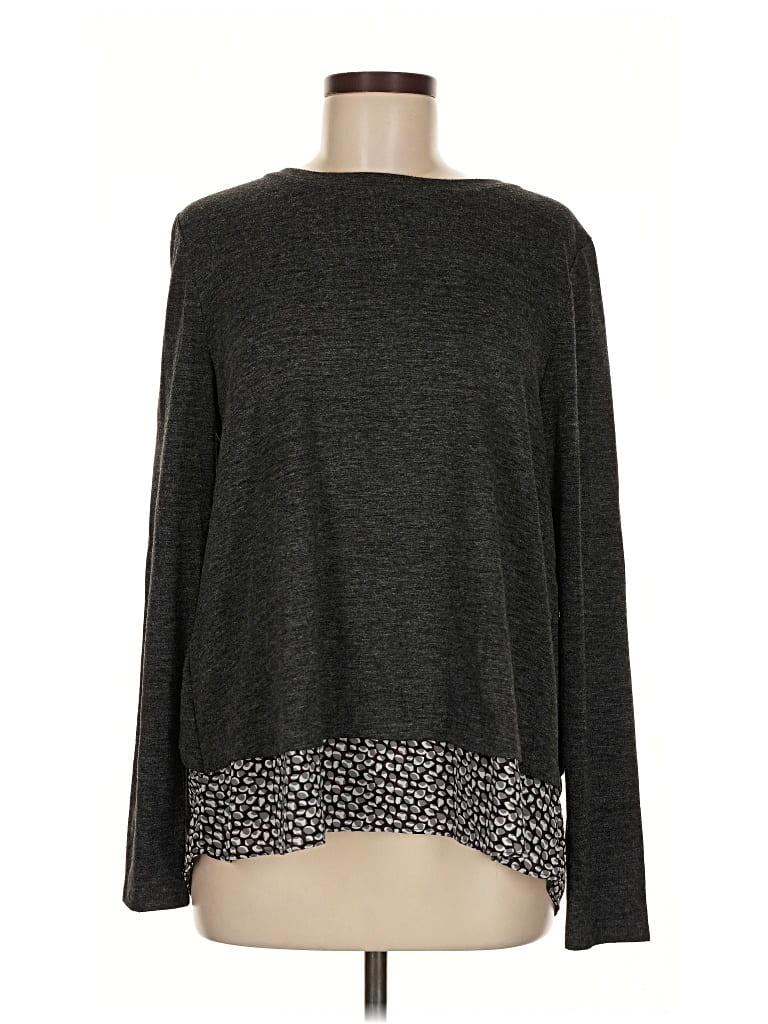 Pre-owned Ann Taylor Loft Long Sleeve T-shirt In Gray