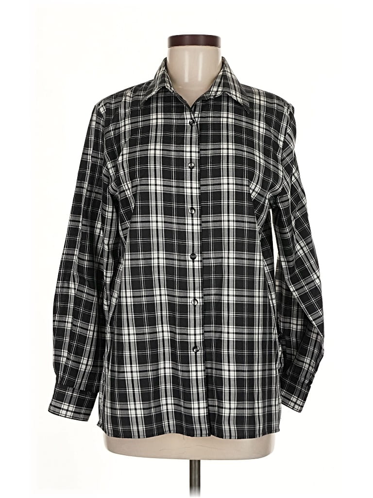Pre-owned Foxcroft Long Sleeve Button Down Shirt In Black
