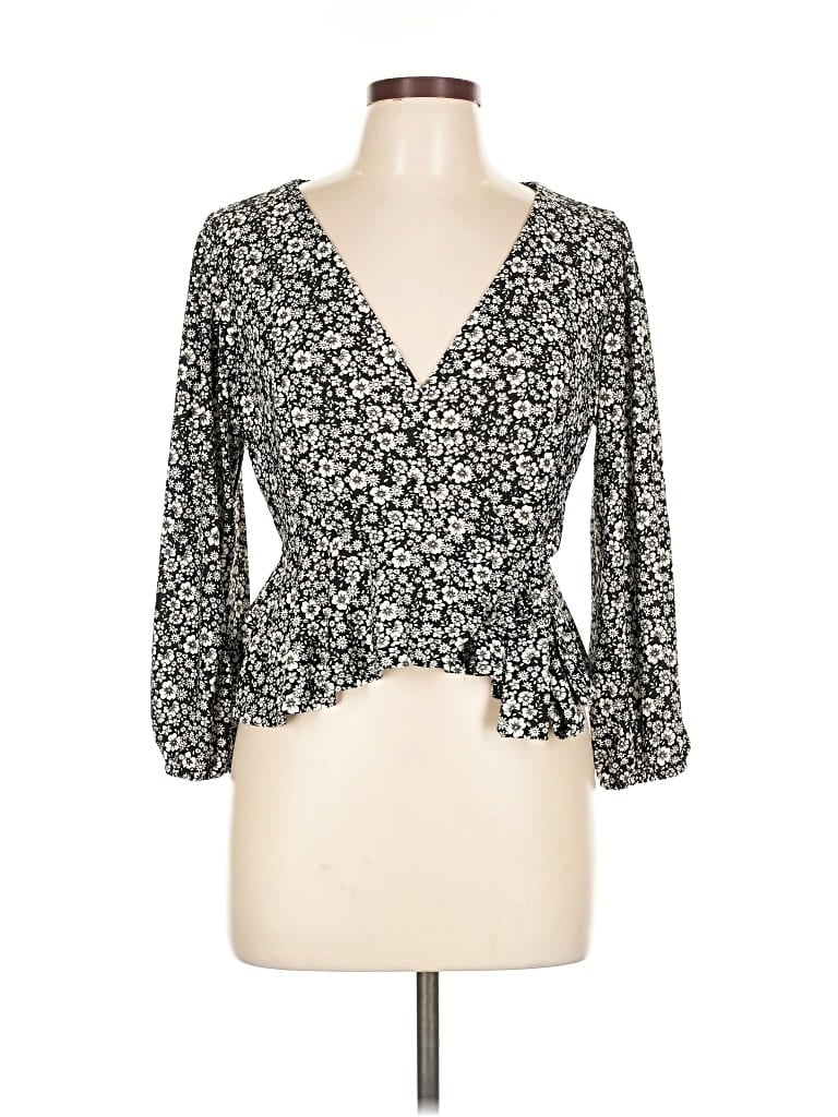 Pre-owned Meraki 3/4 Sleeve Blouse In Black