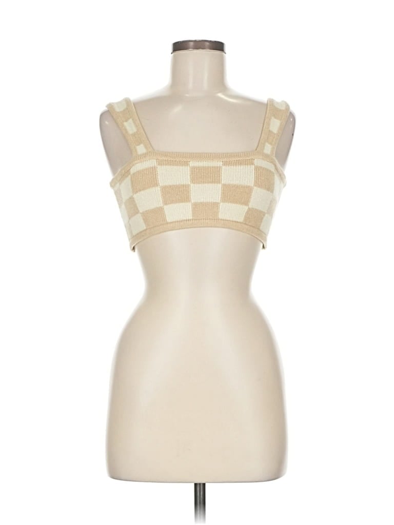 Pre-owned Belle The Label Tank Top Tan Square Neckline Tops In Brown