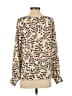 CAbi 100% Polyester Animal Print Ivory Long Sleeve Blouse Size XS - photo 2
