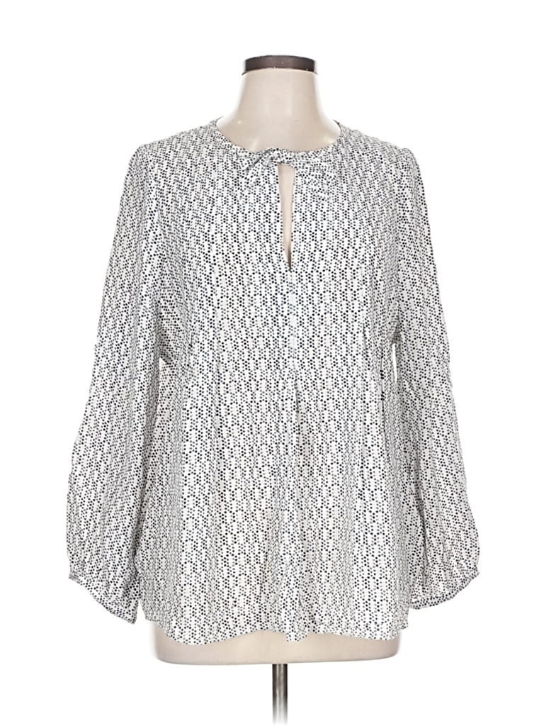 Pre-owned Joie 3/4 Sleeve Silk Top Silver Keyhole Neckline Tops