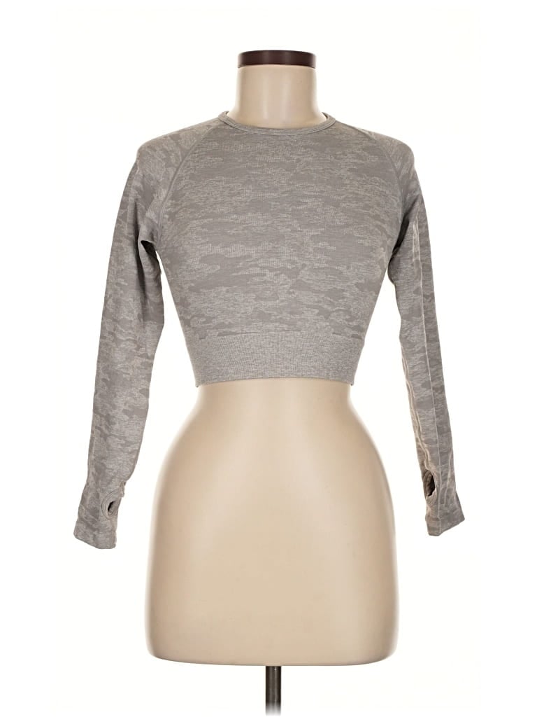 Pre-owned Aybl Long Sleeve Top Gray Boatneck Tops