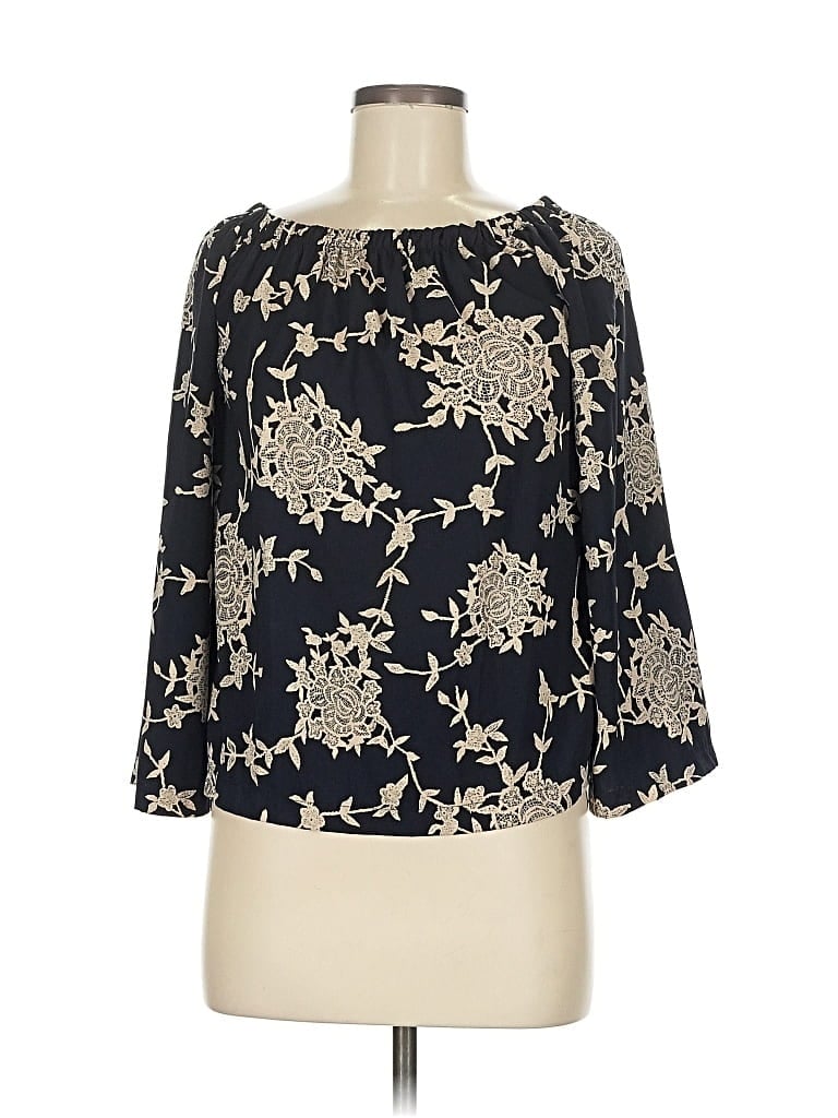 Pre-owned Primi 3/4 Sleeve Blouse In Black