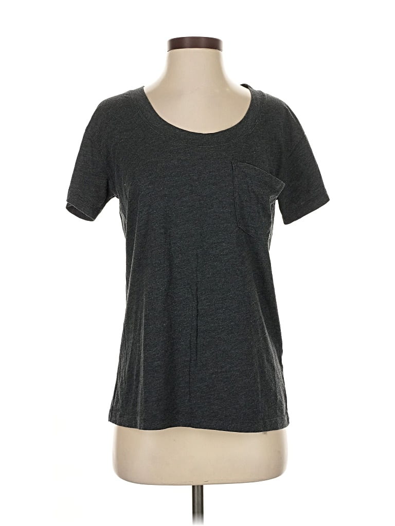 Pre-owned Hi-line Short Sleeve Top Gray Scoop Neck Tops