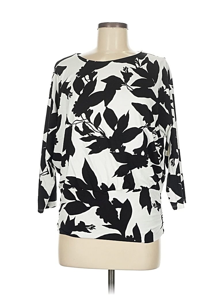 Pre-owned Chico's 3/4 Sleeve T-shirt In White