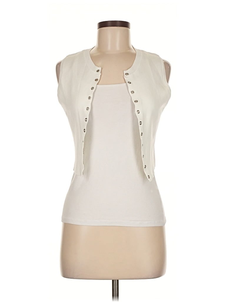Pre-owned Zara Tank Top Ivory Halter Neckline Tops In White