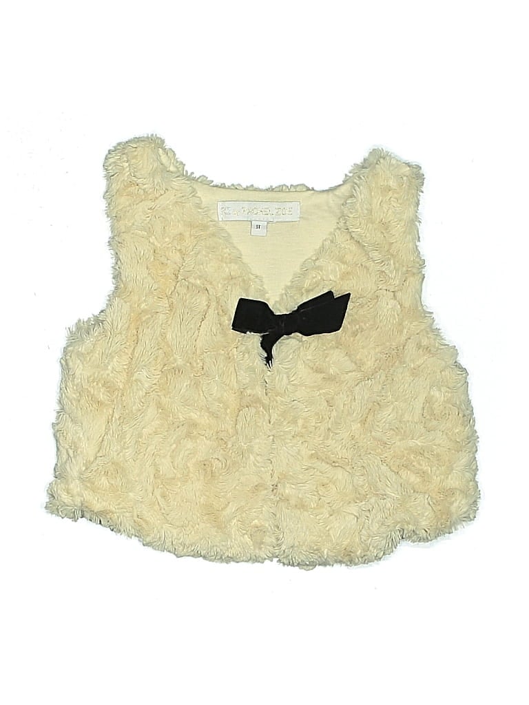 Pre-owned Rz Rachel Zoe Kids' Faux Fur Vest In White