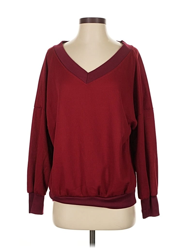 Pre-owned Unbranded Pullover Sweater In Burgundy