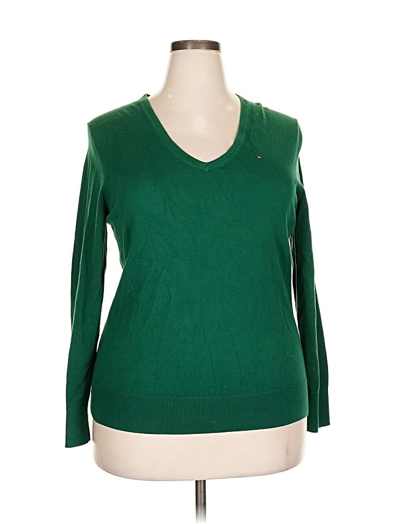 Pre-owned Tommy Hilfiger Pullover Sweater In Green