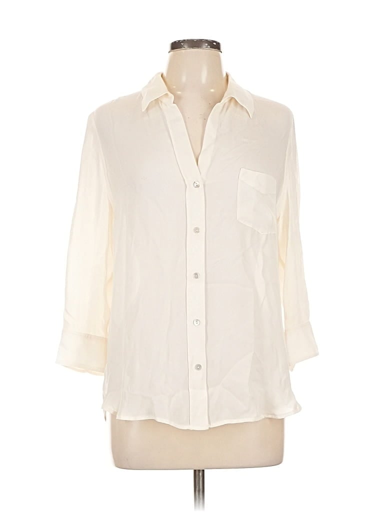 Pre-owned L'agence 3/4 Sleeve Button Down Shirt In White