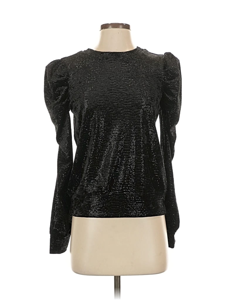 Pre-owned Express Long Sleeve Top Black Metallic Pattern Turtleneck Tops