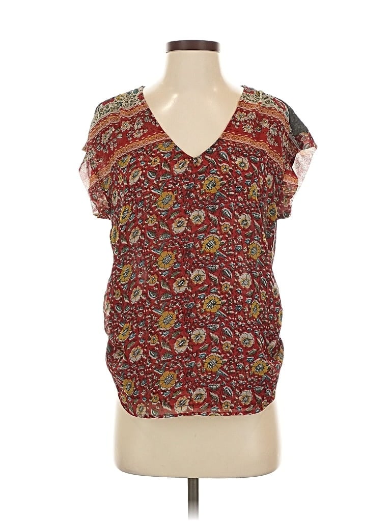 Pre-owned Tiny Short Sleeve Blouse In Burgundy