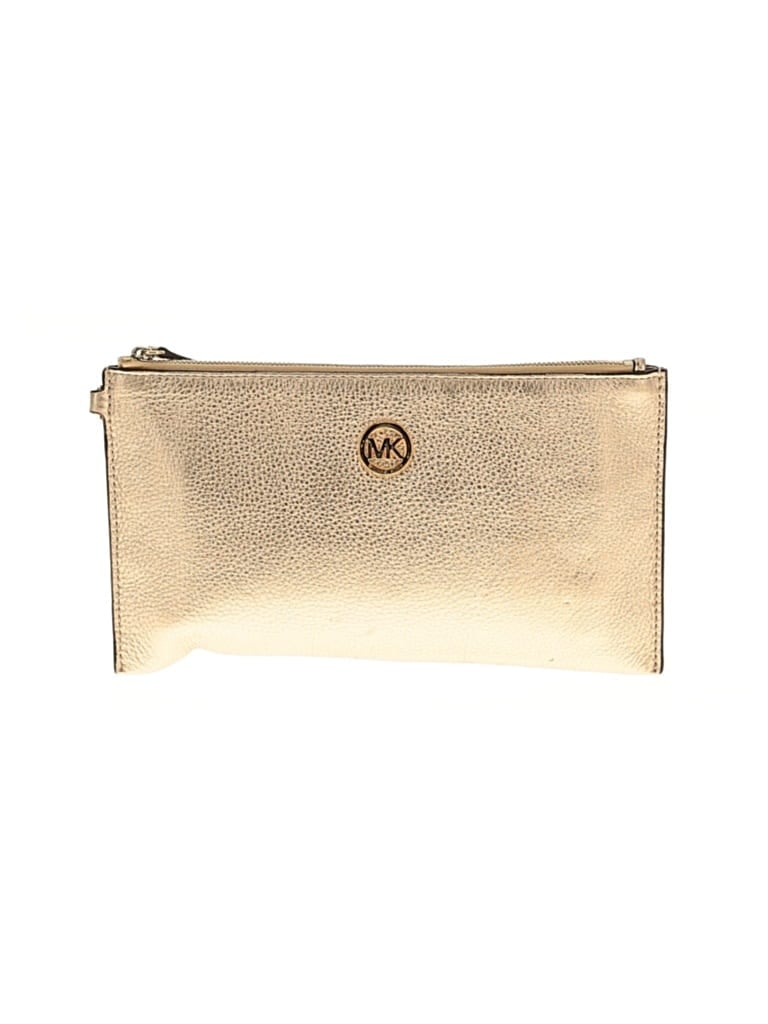 Pre-owned Michael Michael Kors Leather Wristlet In Gold