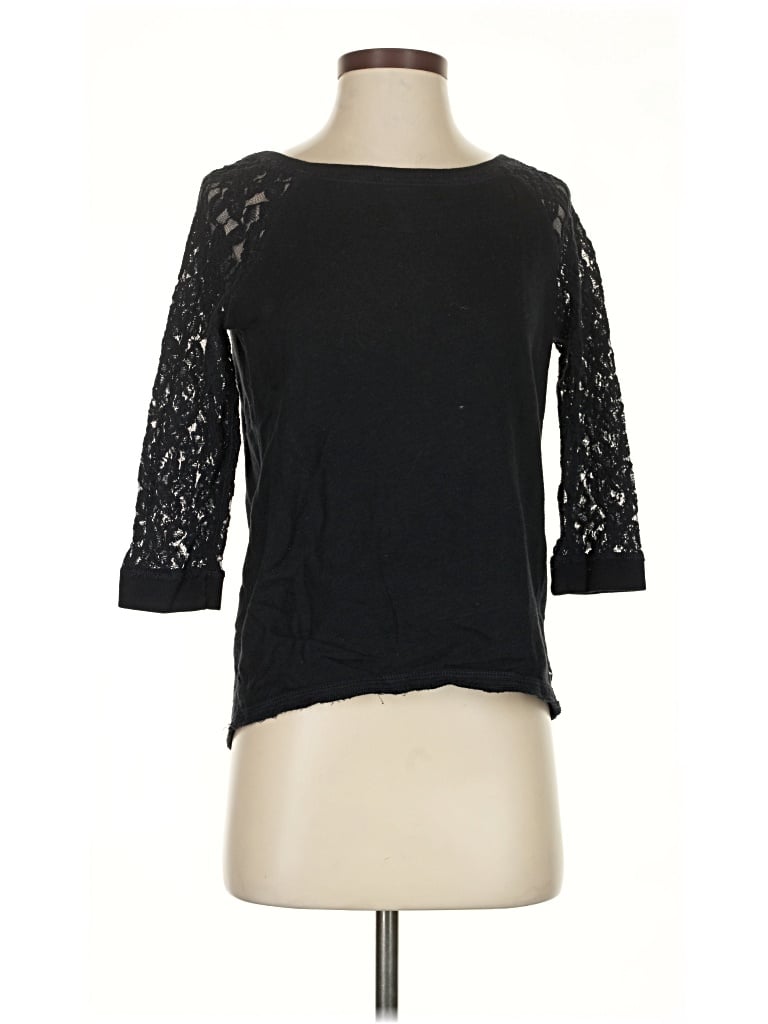 Pre-owned Hollister 3/4 Sleeve Top Black Boatneck Tops