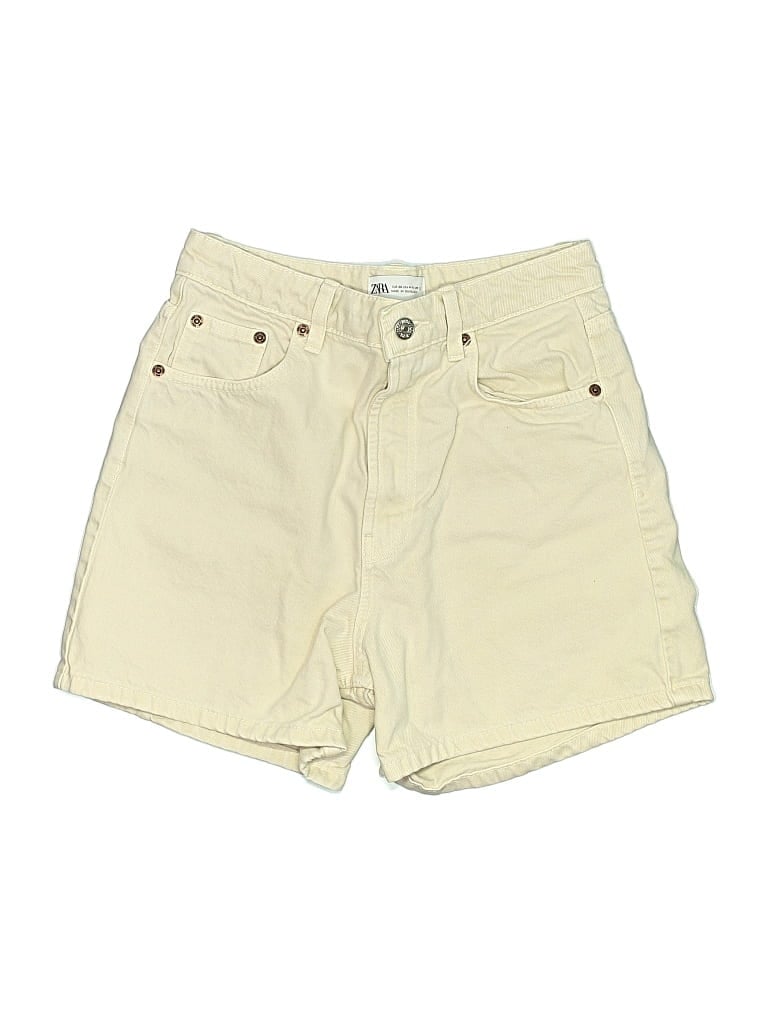 Pre-owned Zara Khaki Shorts In Yellow