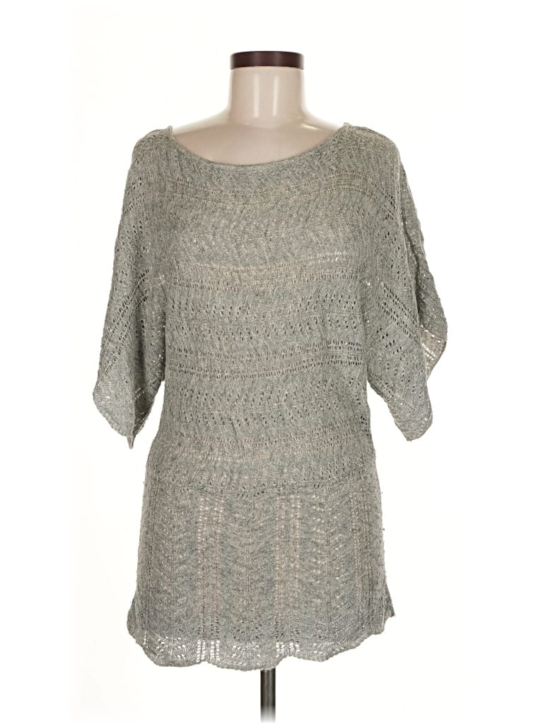 Pre-owned White House Black Market Silk Pullover Sweater In Silver