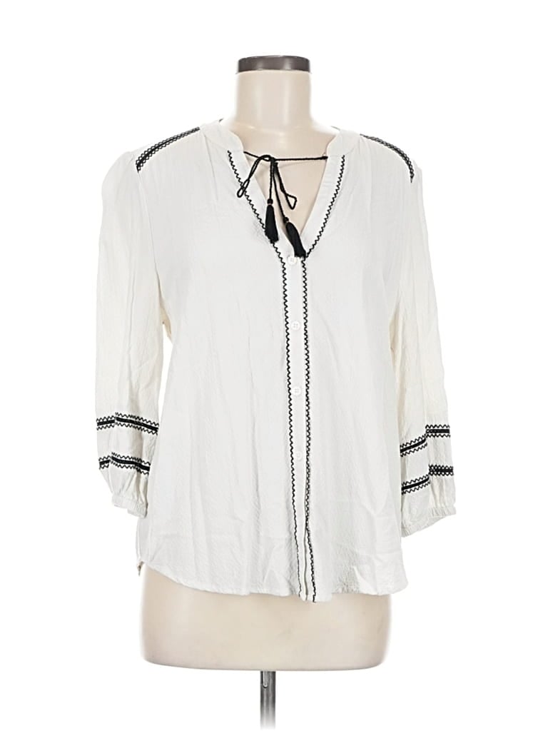 Pre-owned Good Hart 3/4 Sleeve Blouse In White