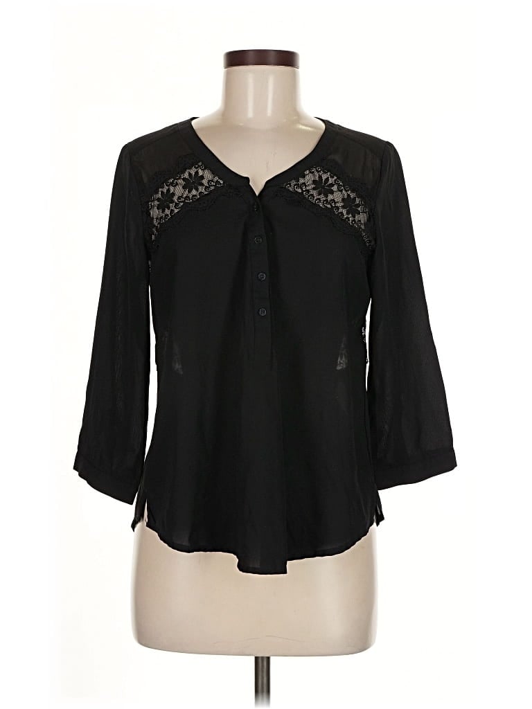 Pre-owned American Eagle Outfitters 3/4 Sleeve Blouse In Black