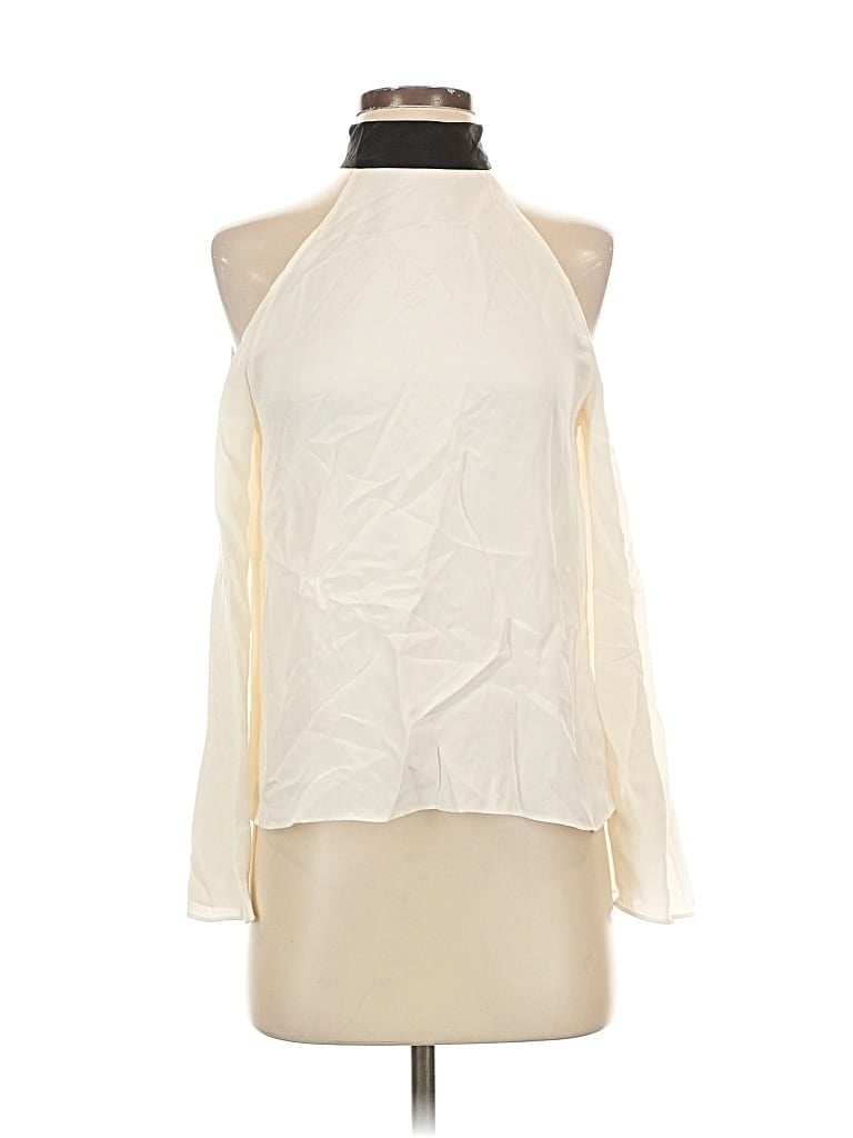 Pre-owned Ramy Brook Sleeveless Silk Top Ivory Halter Neckline Tops In White