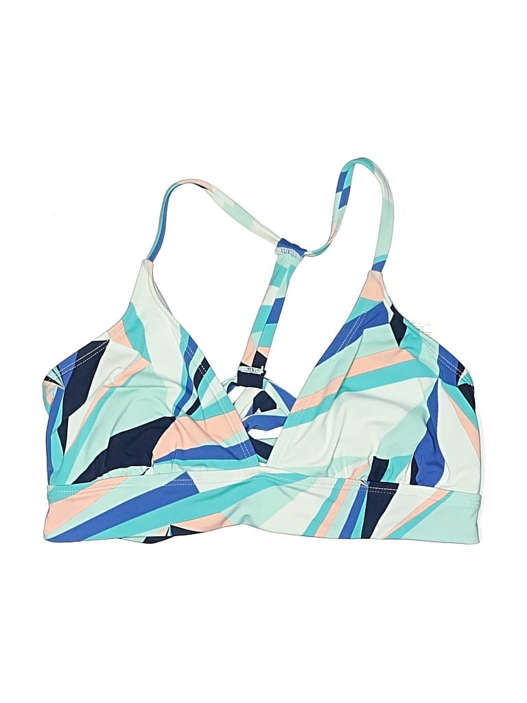 Pre-owned Carve Designs Swimsuit Top Blue Graphic Pattern Swimwear