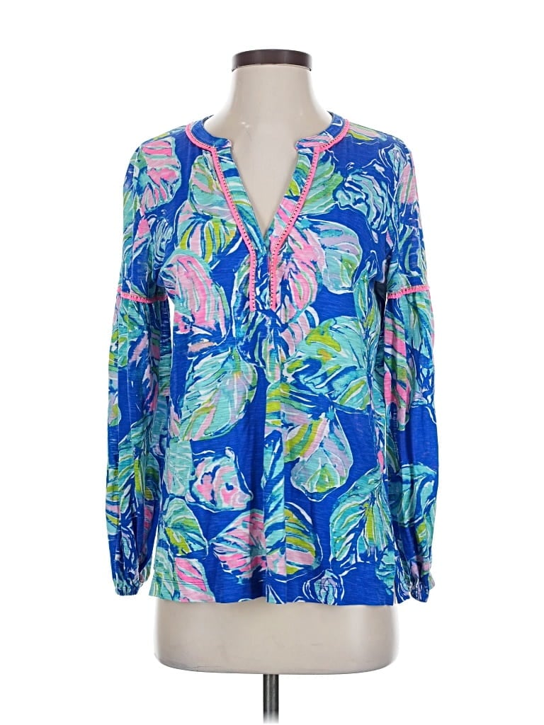 Pre-owned Lilly Pulitzer Long Sleeve Blouse In Blue