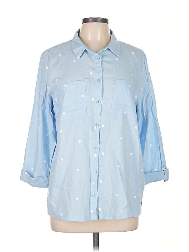 Pre-owned White Stuff 3/4 Sleeve Button Down Shirt In Blue
