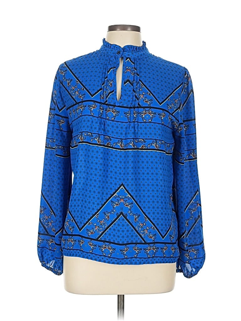 Pre-owned Maison D' Amelie Long Sleeve Blouse In Blue