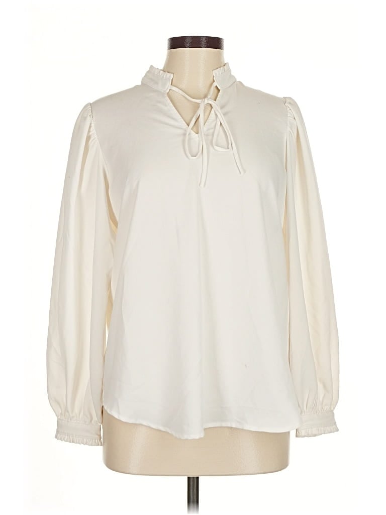 Pre-owned Alfani Long Sleeve Blouse In White
