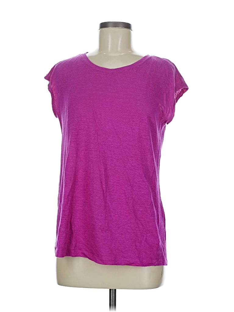 Pre-owned Tahari Short Sleeve Top Purple Scoop Neck Tops