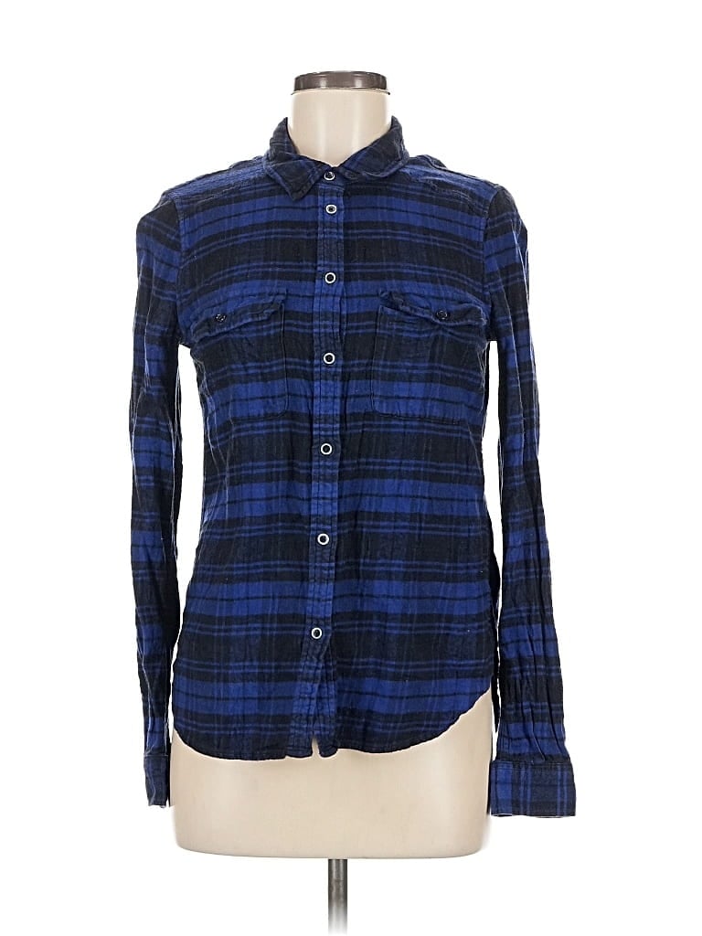 Pre-owned Paige Long Sleeve Button Down Shirt In Blue