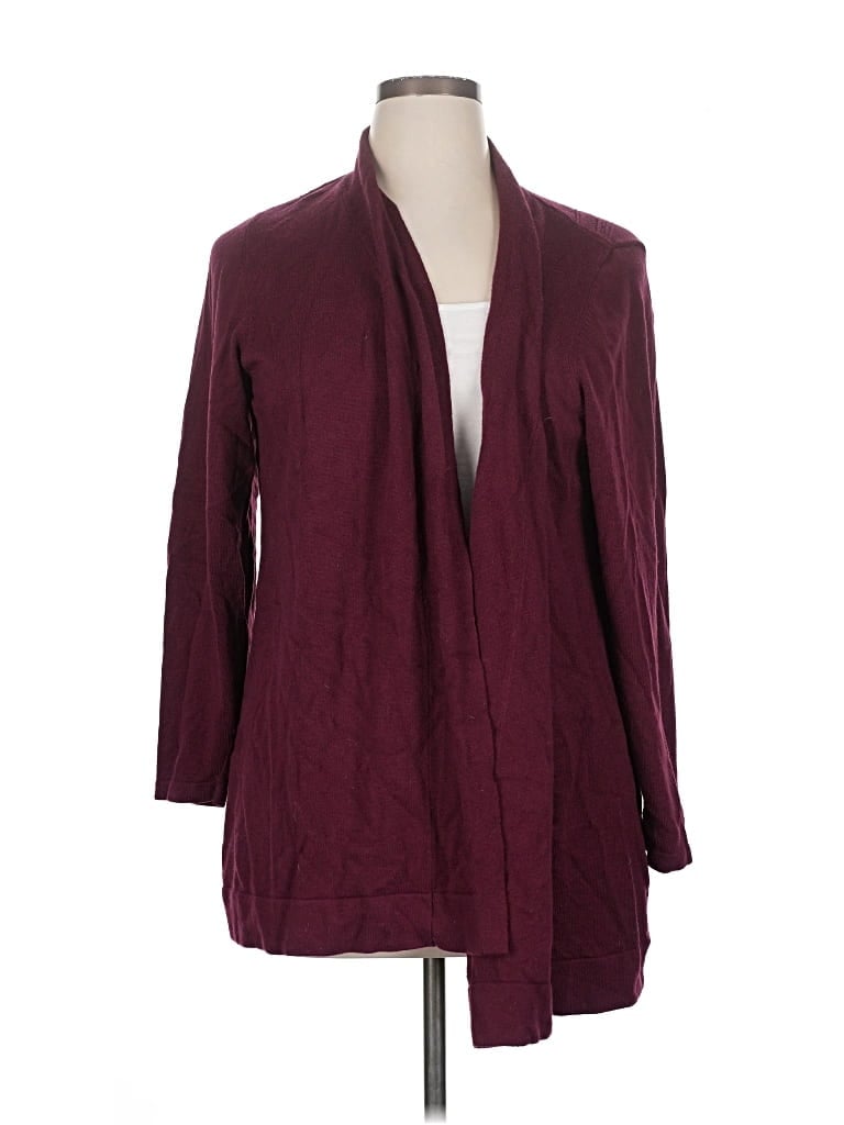 Pre-owned Susan Graver Cardigan Sweater In Burgundy