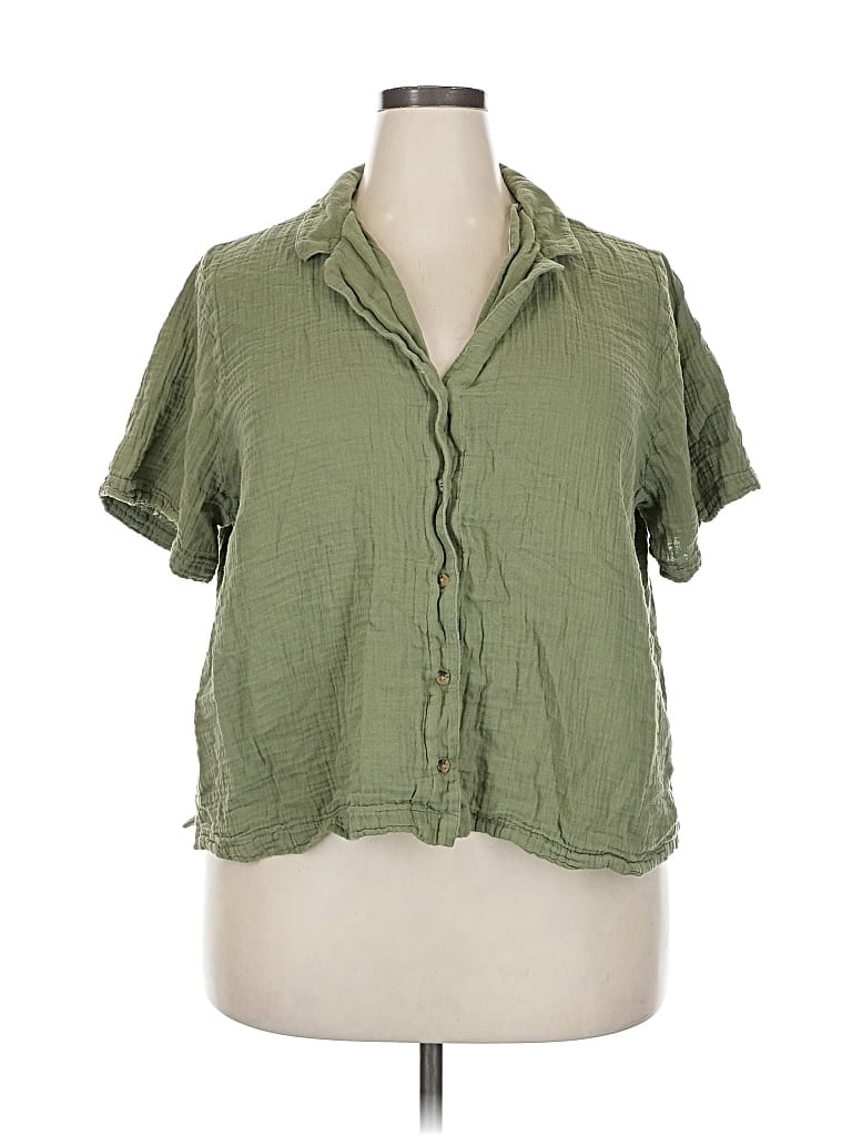 Pre-owned Old Navy Short Sleeve Blouse In Green