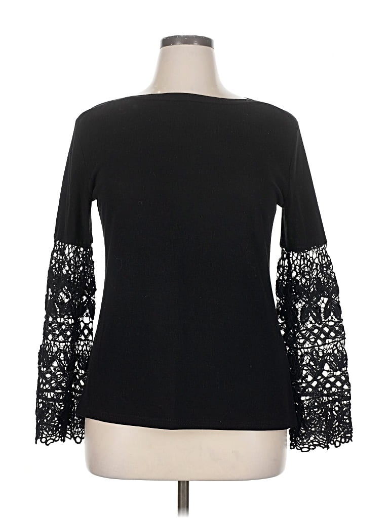 Pre-owned Amaryllis Long Sleeve Top Black Boatneck Tops