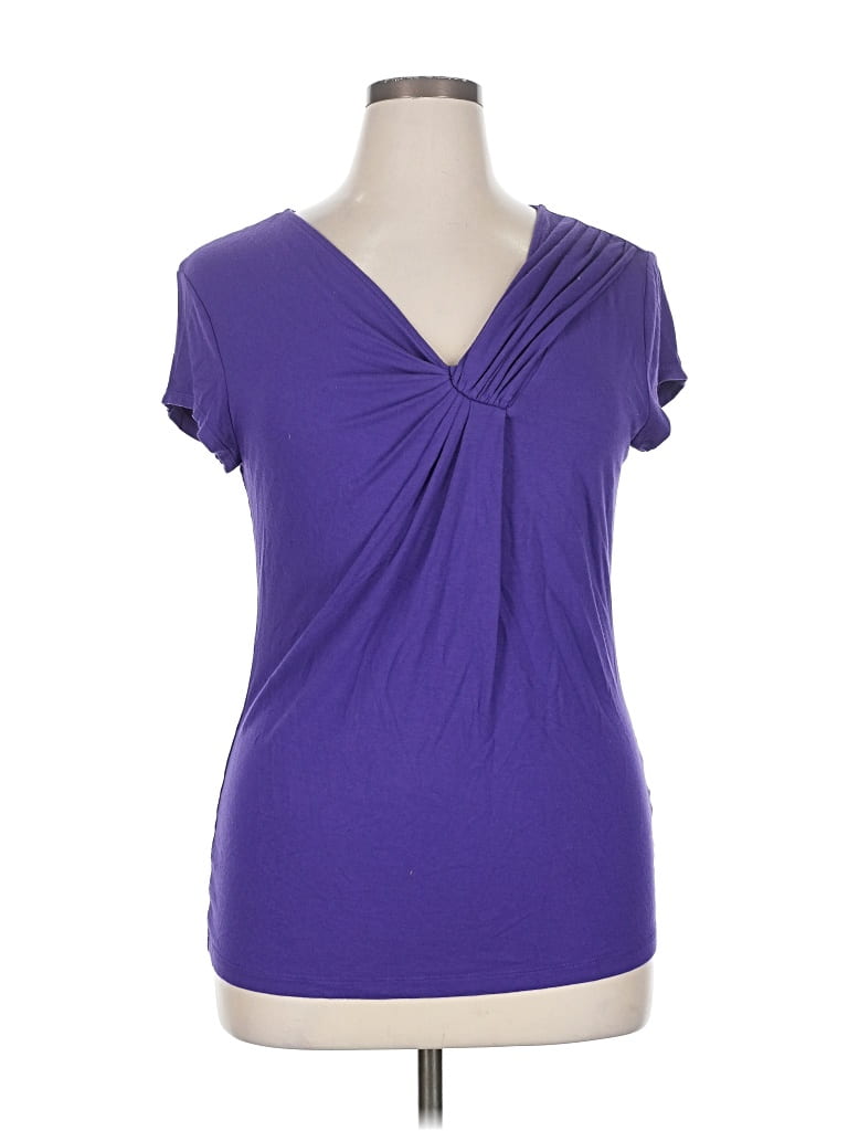 Pre-owned New York And Company Short Sleeve Top Purple V Neck Tops