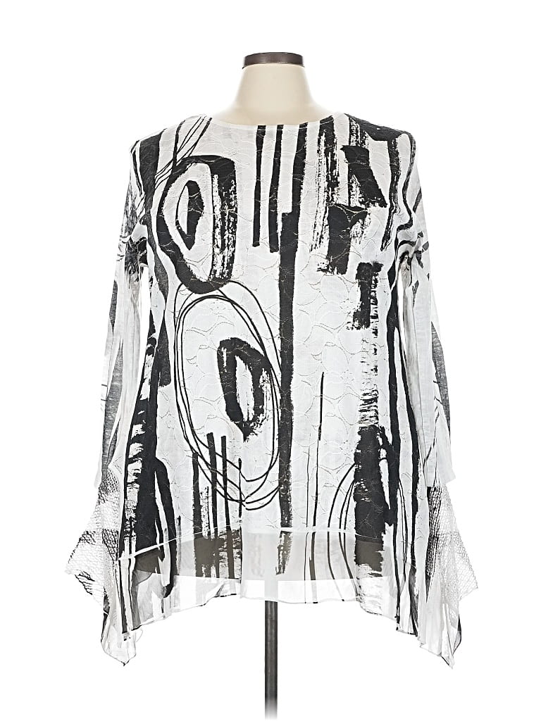 Pre-owned Jess & Jane Long Sleeve Blouse In Silver