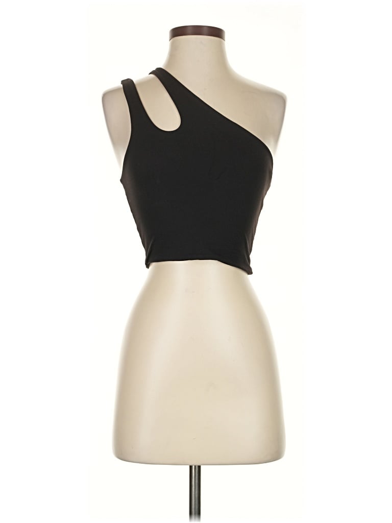 Pre-owned David Lerner Tank Top Black One Shoulder Neckline Tops
