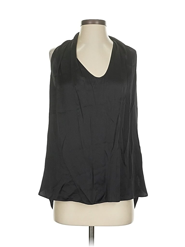 Pre-owned Maison De Papillon 3/4 Sleeve Silk Top Black Cold Shoulder Neckline Tops