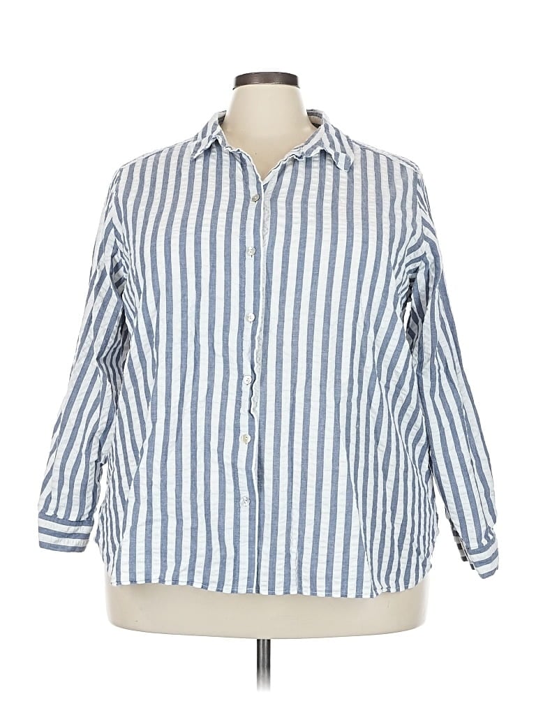 Pre-owned Jane And Delancey 3/4 Sleeve Button Down Shirt In Blue