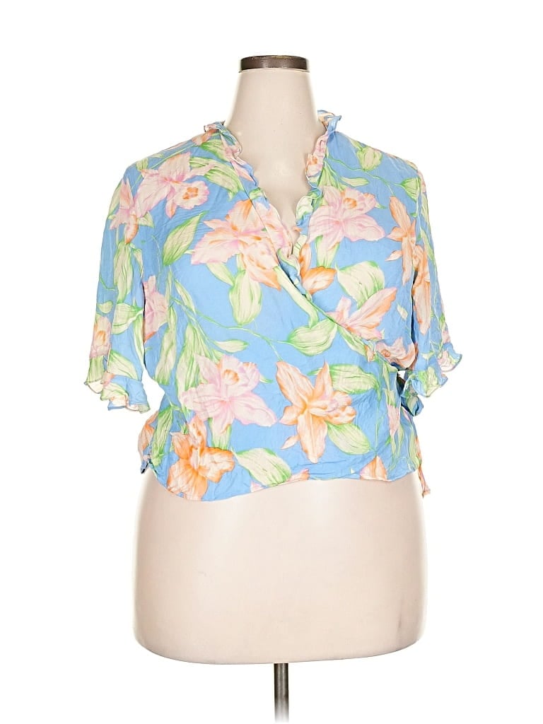 Pre-owned Polo Ralph Lauren Short Sleeve Blouse In Blue