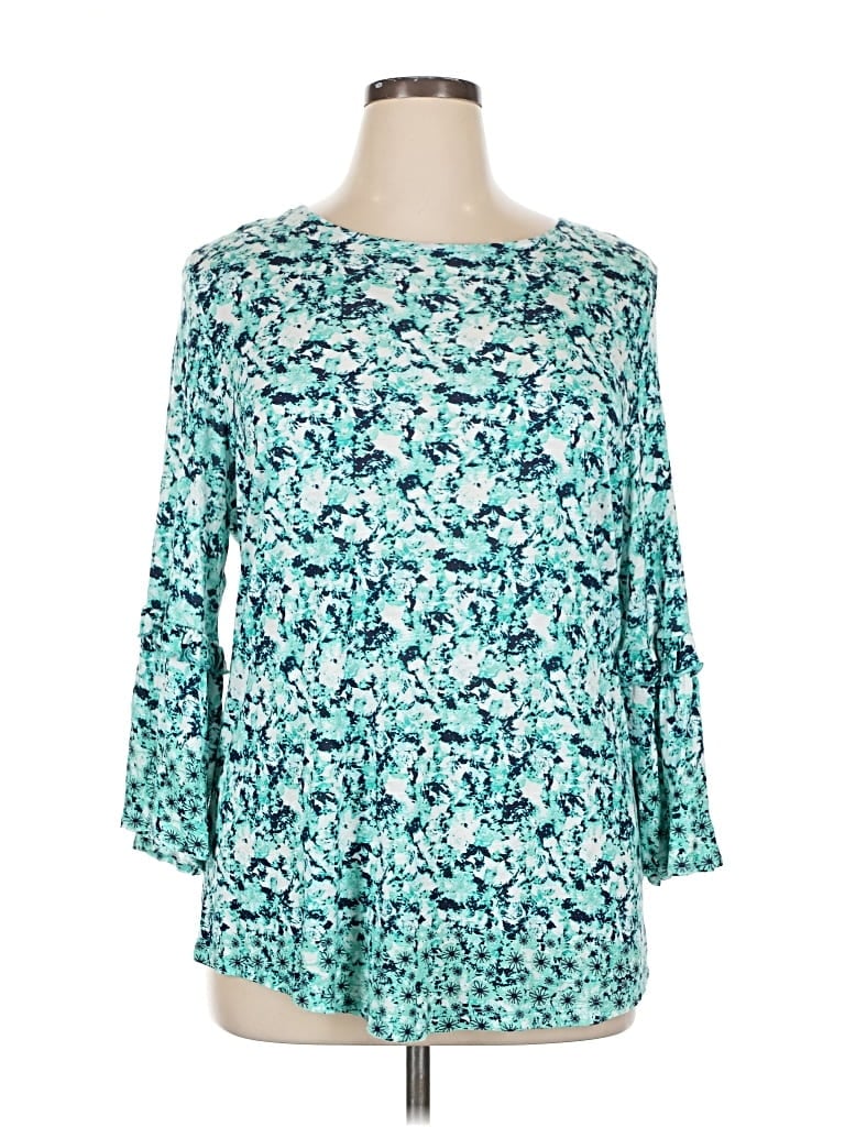 Pre-owned Assorted Brands 3/4 Sleeve Blouse In Blue