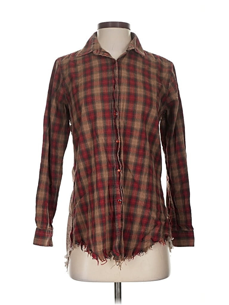 Pre-owned Assorted Brands Long Sleeve Button Down Shirt In Brown