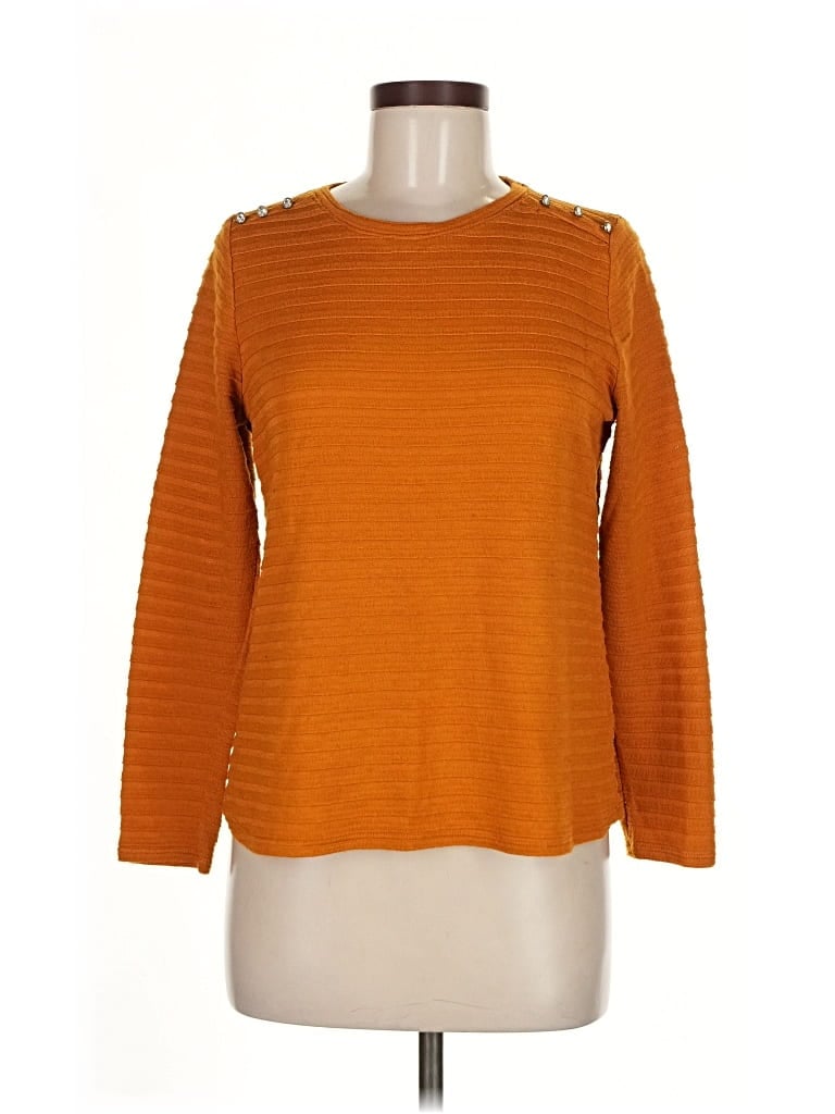 Pre-owned Liz Claiborne Long Sleeve Top Orange Boatneck Tops