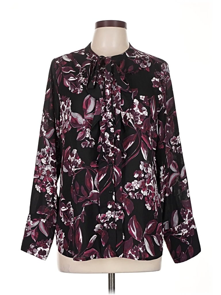 Pre-owned Karl Lagerfeld Long Sleeve Blouse In Burgundy