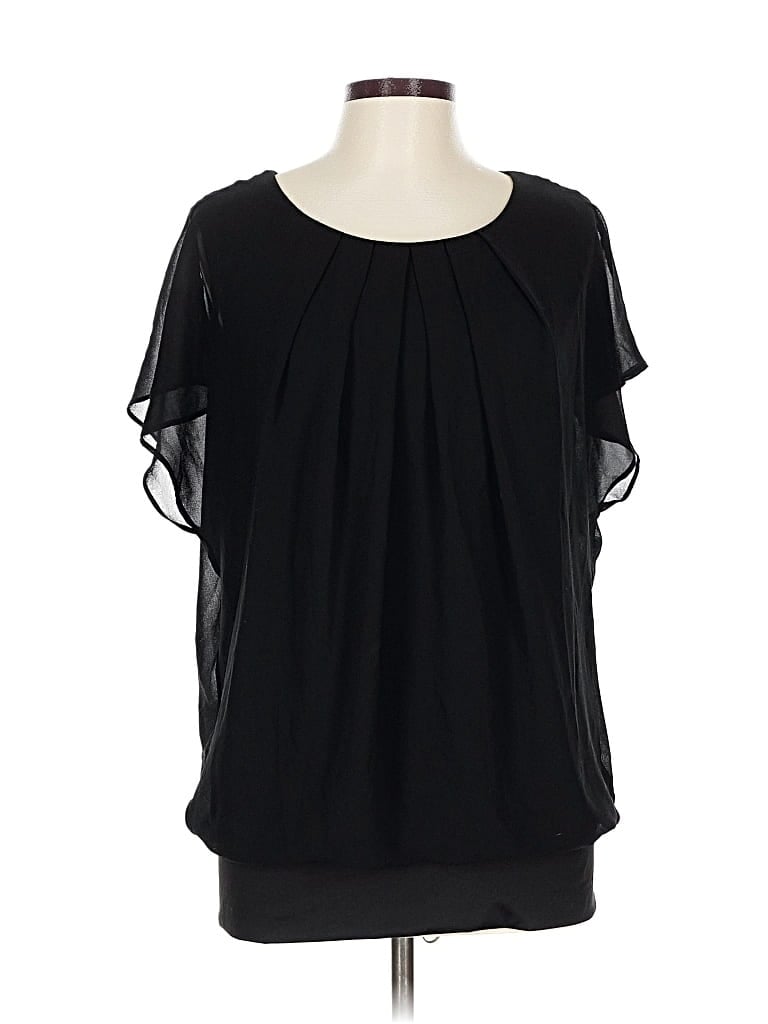 Pre-owned Assorted Brands Short Sleeve Blouse In Black
