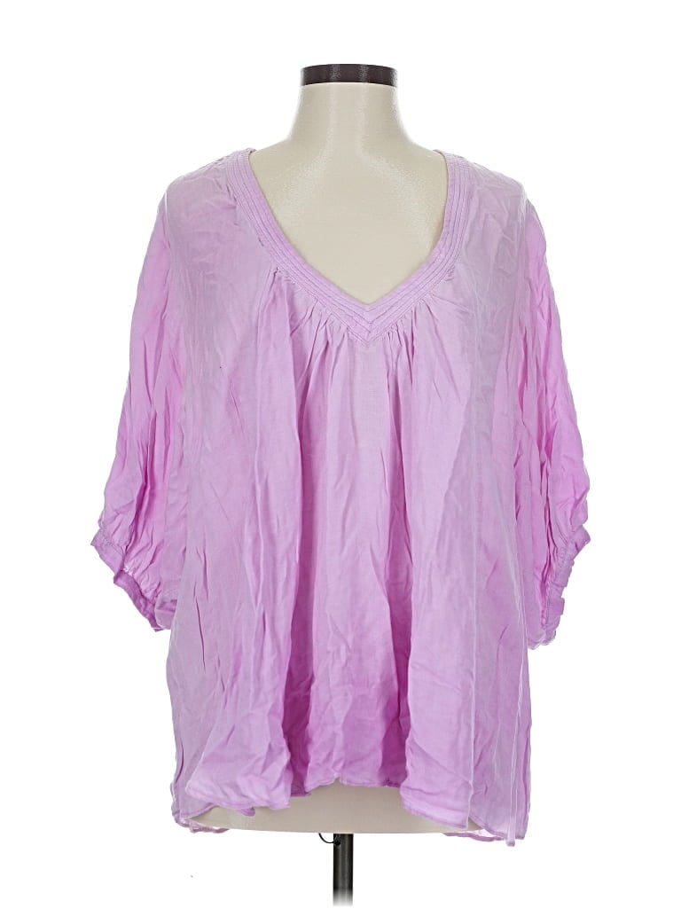 Pre-owned Free People 3/4 Sleeve Blouse In Purple